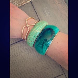 Teal & Gold Summertime Bangle Set